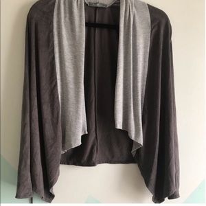 Brown gray two tone wrap sweater. Soft.